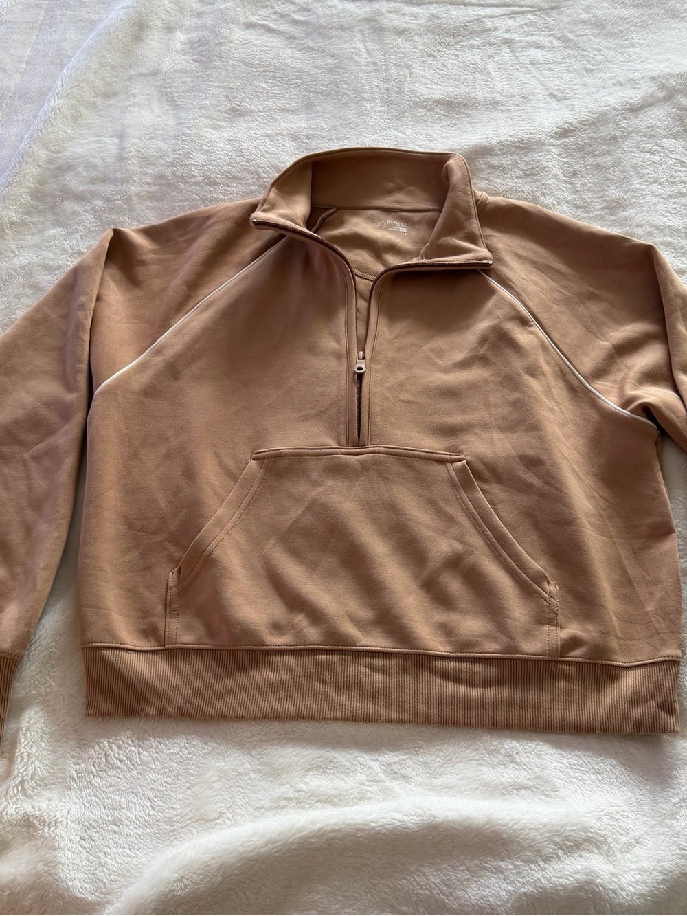 Women's Offline Half-Zip Pullover Sweatshirt in Cream Brown